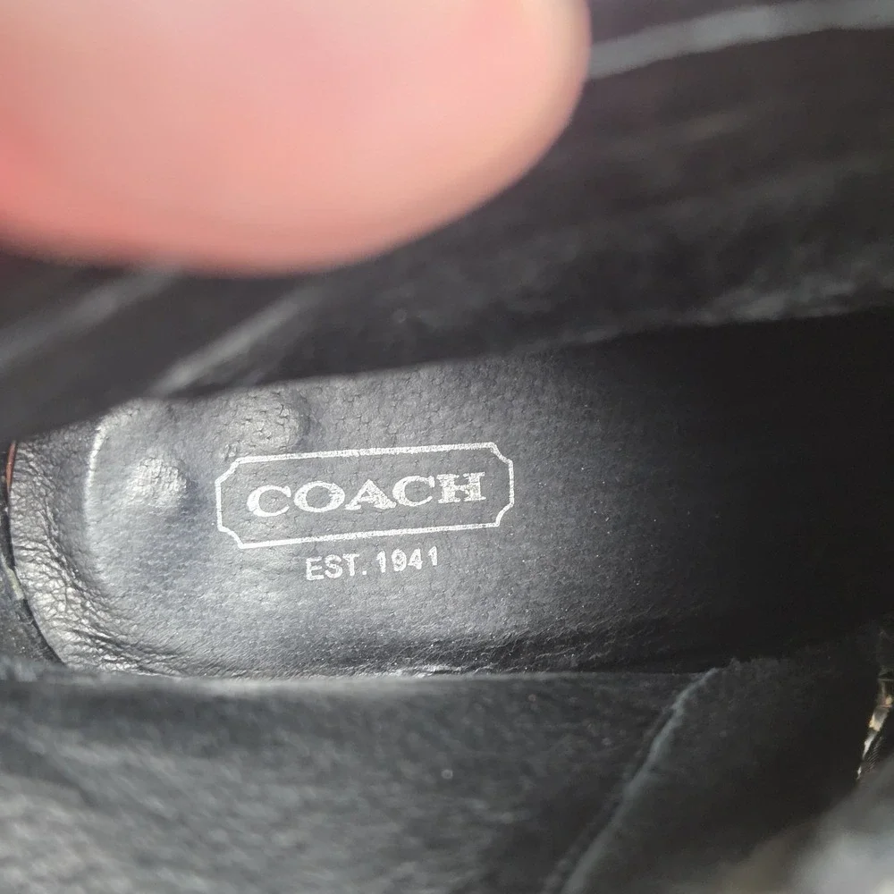 Coach Black Fold over High Heel Boots‎ Embossed Womens Size 11M